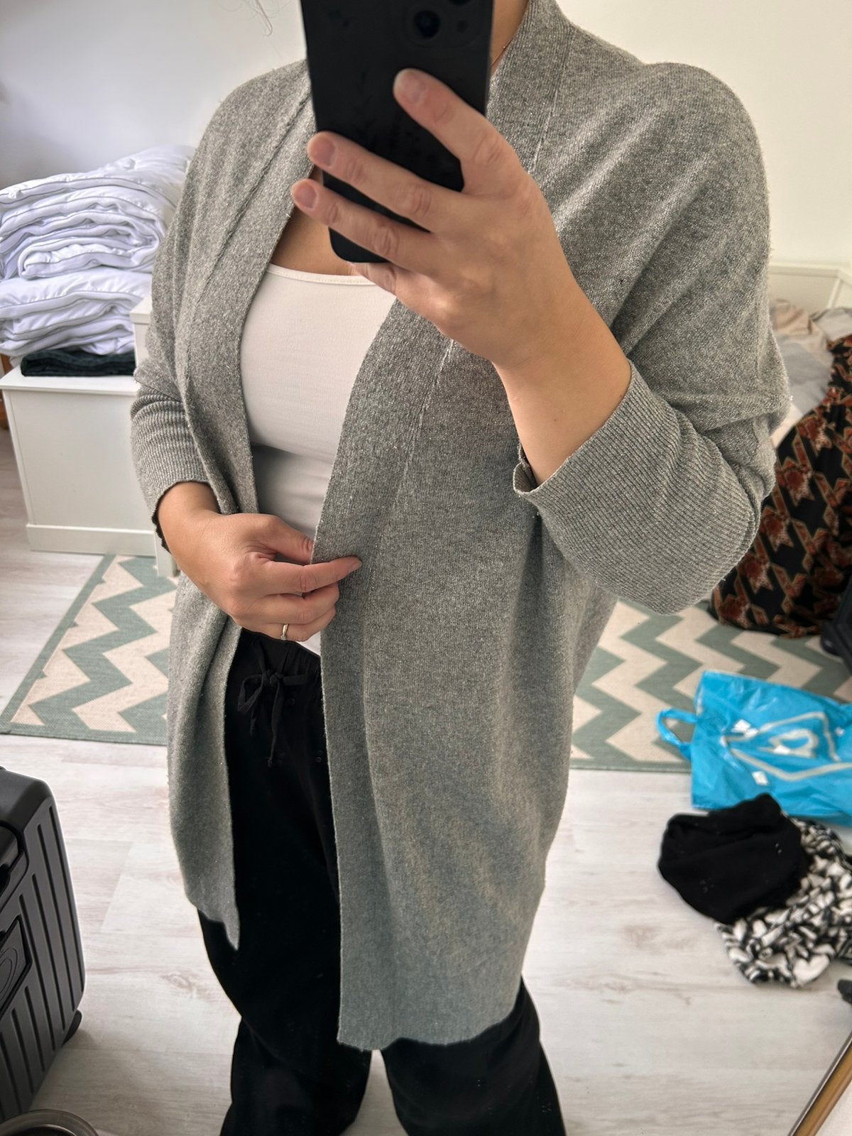 Natan grijs lang vest met glitter mt 1 / 36 S wol kasjmier, Kleding | Dames, Ophalen of Verzenden, Zo goed als nieuw, Maat 36 (S)