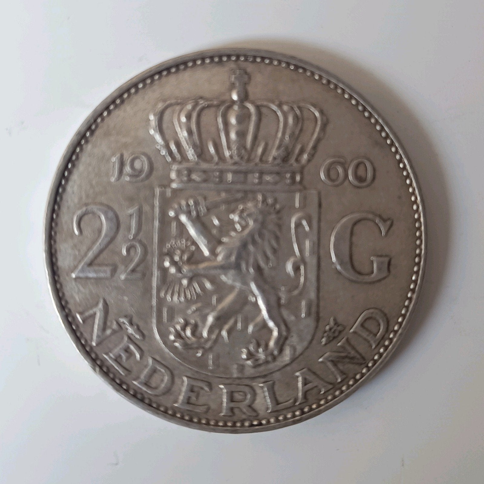 Zilveren 2½ Gulden Juliana 1960, Postzegels en Munten, Munten | Nederland, Koningin Juliana, Zilver, Ophalen of Verzenden, Losse munt