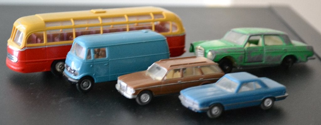 Brekina Wiking Majorette Mercedes Benz 5 stuks, AFHALEN, Ophalen, Zo goed als nieuw, Auto, Wiking