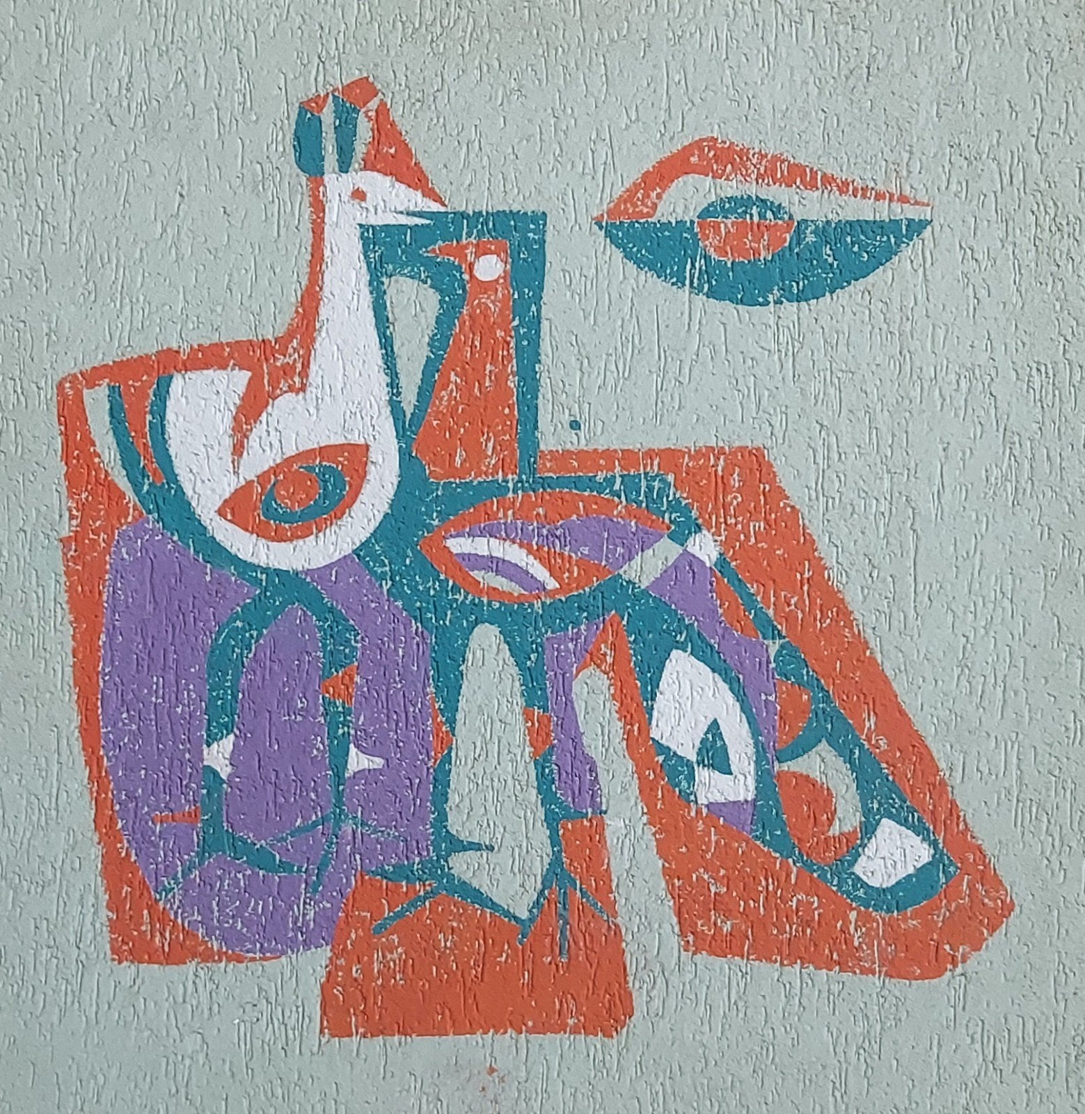 schildering op board - kip haan - zonder lijst, Handgeschilderd, Ophalen of Verzenden, Dieren, Overige materialen