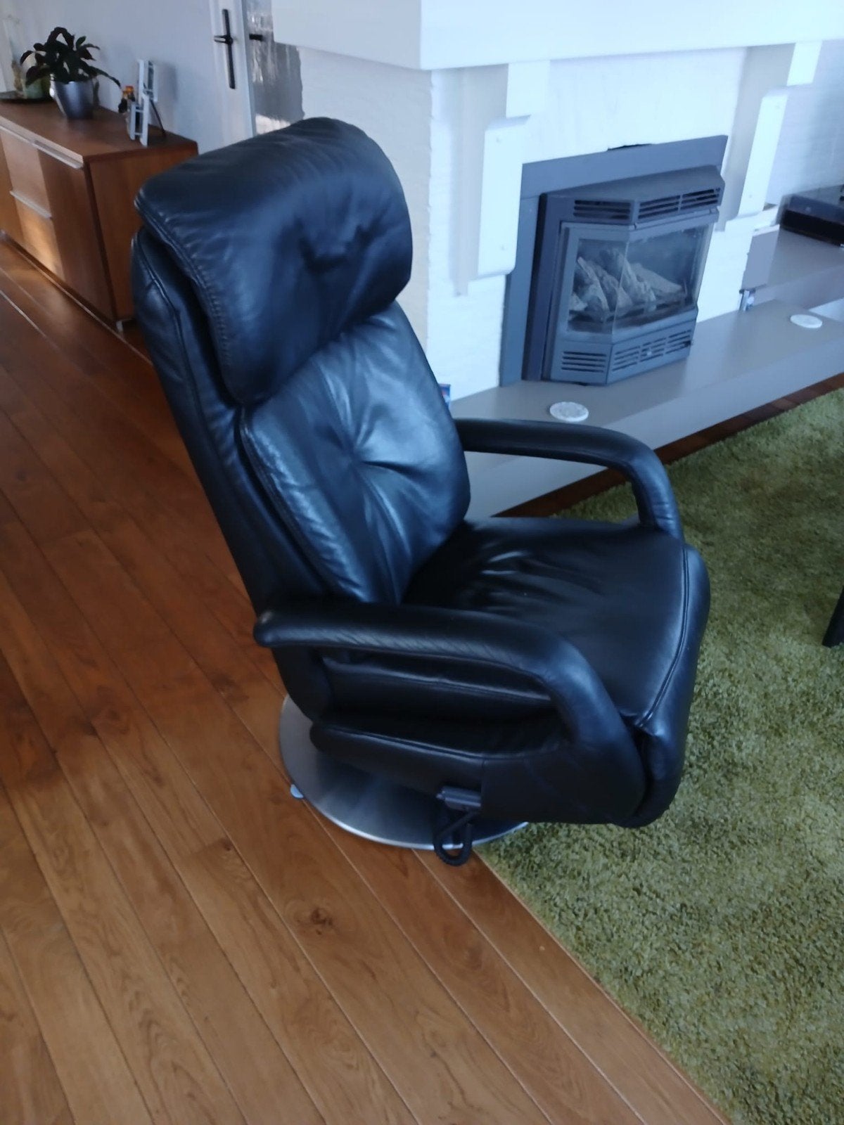 Himolla E 242 Draaibare Relaxstoel - Zwart Leder, Elektrisch, Gebruikt, Zwart, Modern, Comfort, Leer