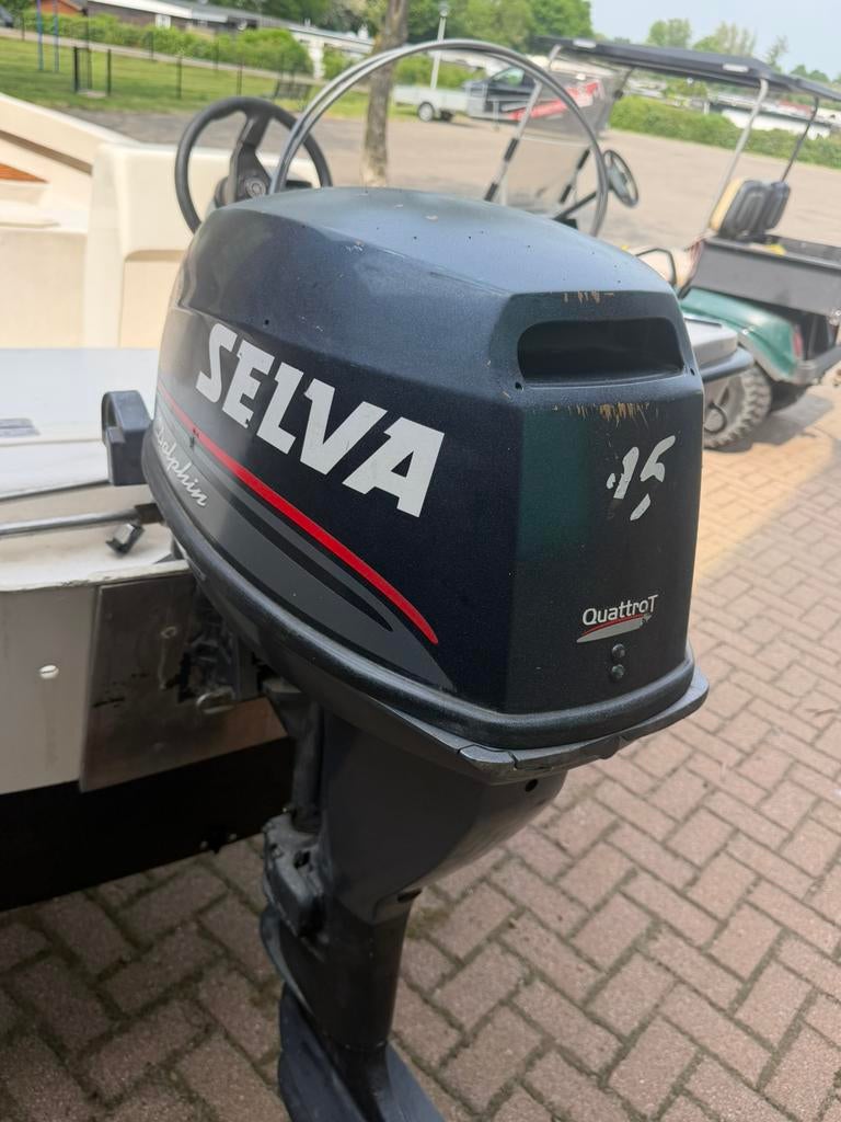 Kruger 420 selva 15pk 4 takt inc stallings trailer €3250,-, Ophalen, 10 tot 30 pk, Zo goed als nieuw, 3 tot 6 meter
