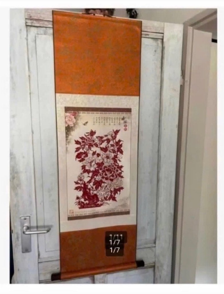 Chinese voorstelling op stof rol voor aan de wand 124 cm, Ophalen of Verzenden