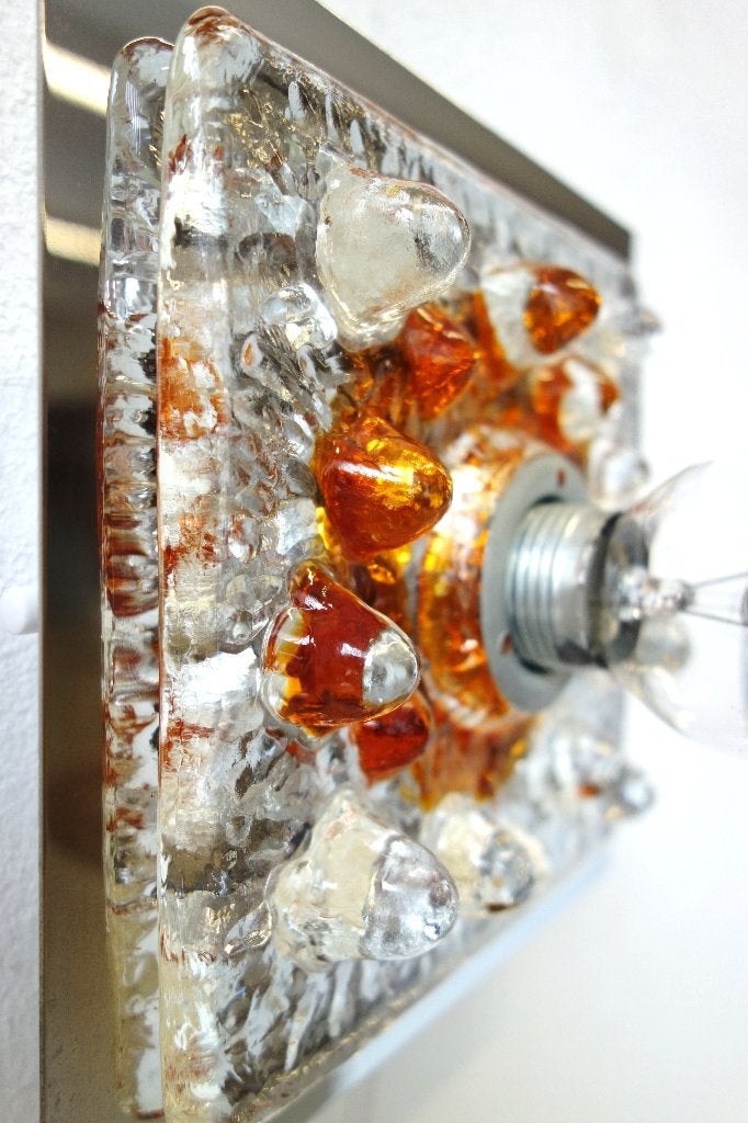 Vintage wandlamp Space Age lamp Sölken Leuchten Murano, Ophalen of Verzenden, Gebruikt, Glas