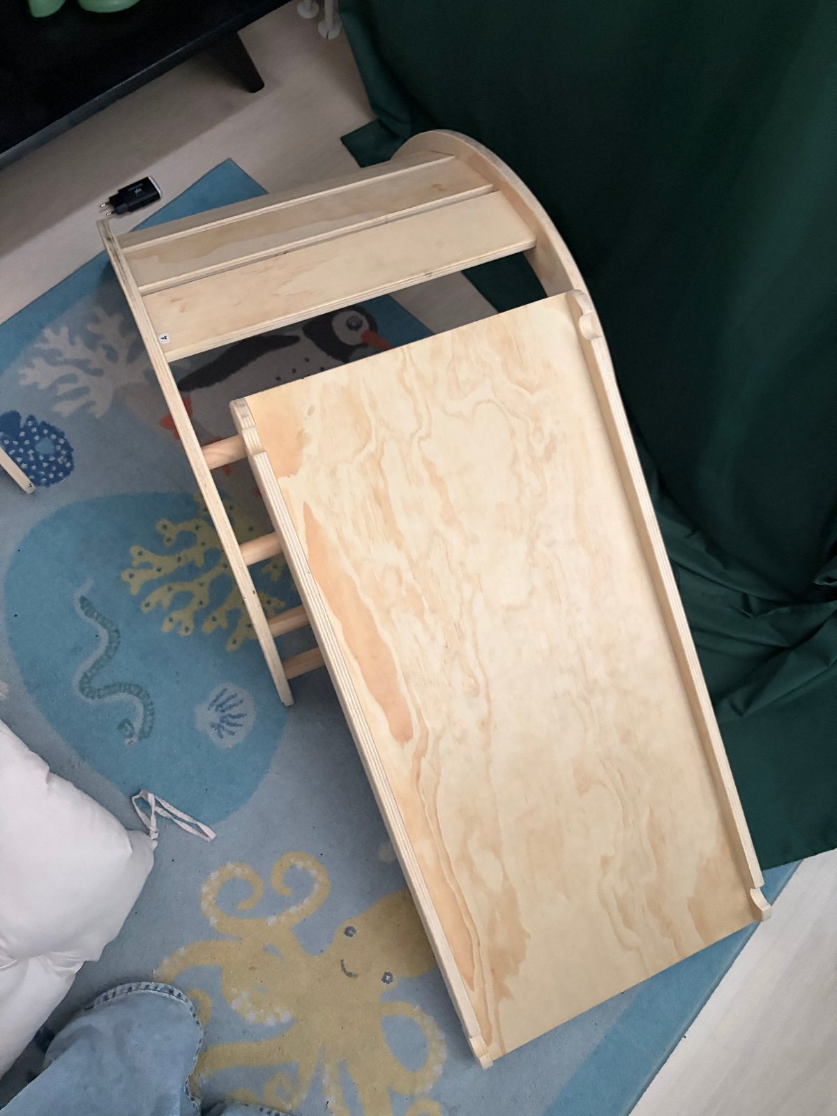 Houten Klimrek met Glijbaan en Schommel/Wieg, Ophalen, Zo goed als nieuw, Glijbaan, Aanbouwonderdeel
