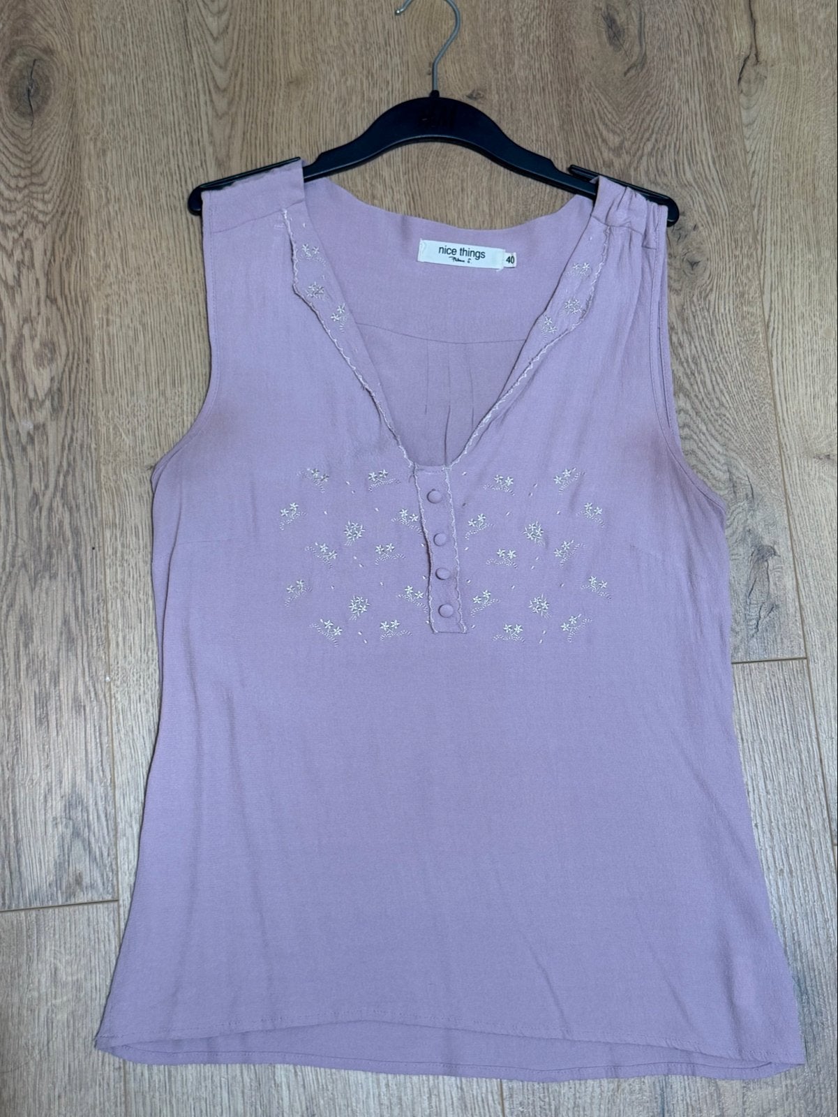 Nice Things mouwloze top met borduursels,  maat 36/38, Ophalen of Verzenden, Roze, Gedragen, Maat 36 (S)