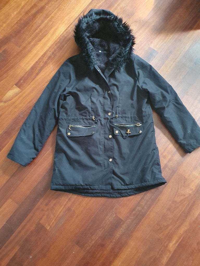 630 /  Zwarte Winterjas maat L  , Ophalen of Verzenden, Zo goed als nieuw, Zwart