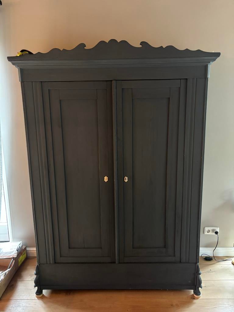 Antieke kast - Donkerblauw/grijs - 200x142x57 cm, Antiek en Kunst, Antiek | Meubels | Kasten, Ophalen