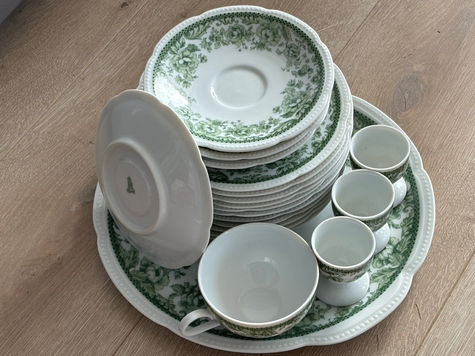 Vintage Heinrich & Co (H&C) Selb Bavaria Schotel Groen Bloem, Ophalen
