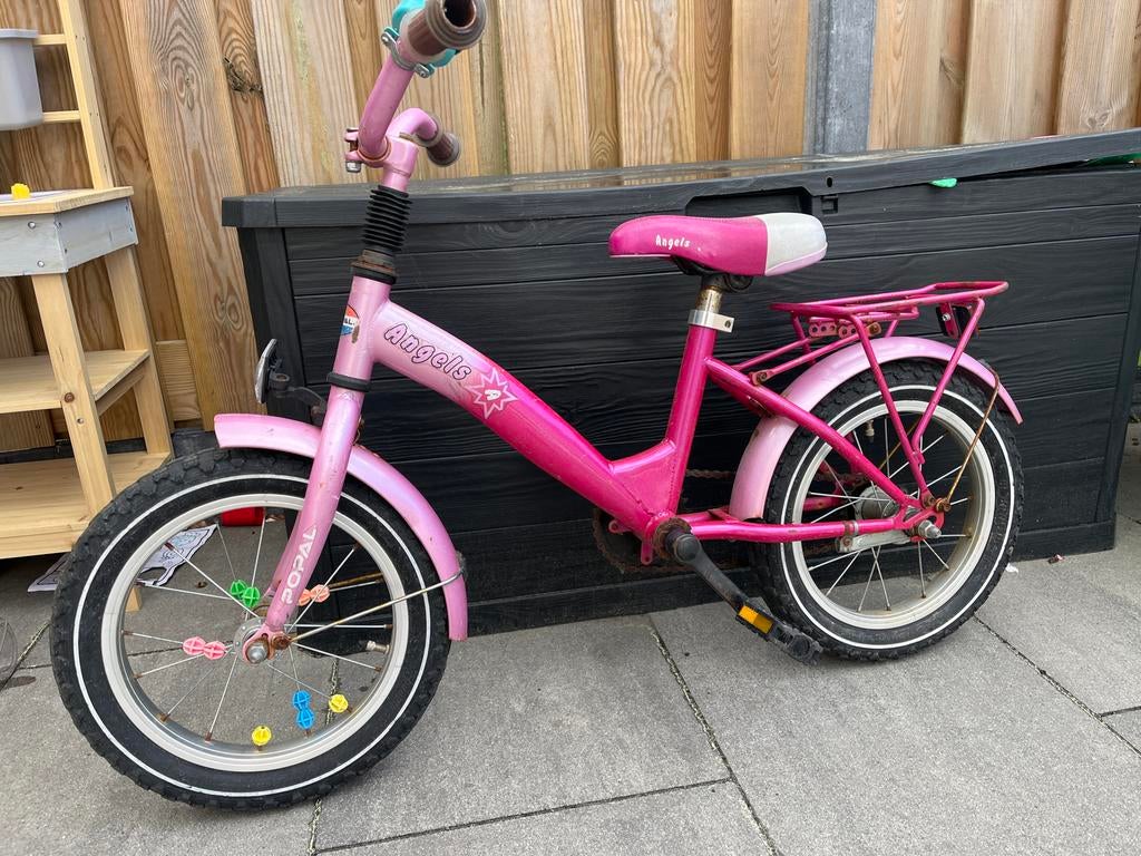 Roze kinderfiets Angels, Ophalen, Gebruikt, Terugtraprem, Minder dan 16 inch