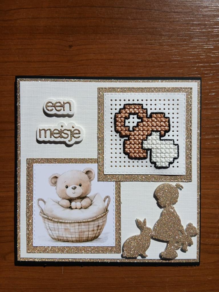 Kaart geboorte een meisje speen geborduurd 648 = 2,25, Ophalen of Verzenden, Nieuw, Kind
