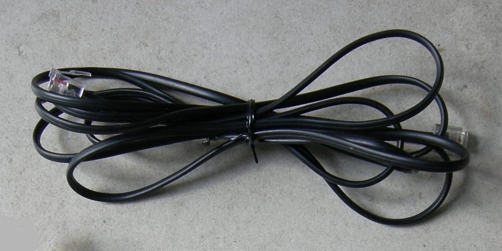 Telefoonkabel 2-aderig beide zijden RJ11 connector. L=2,2 m., Ophalen of Verzenden, Zo goed als nieuw