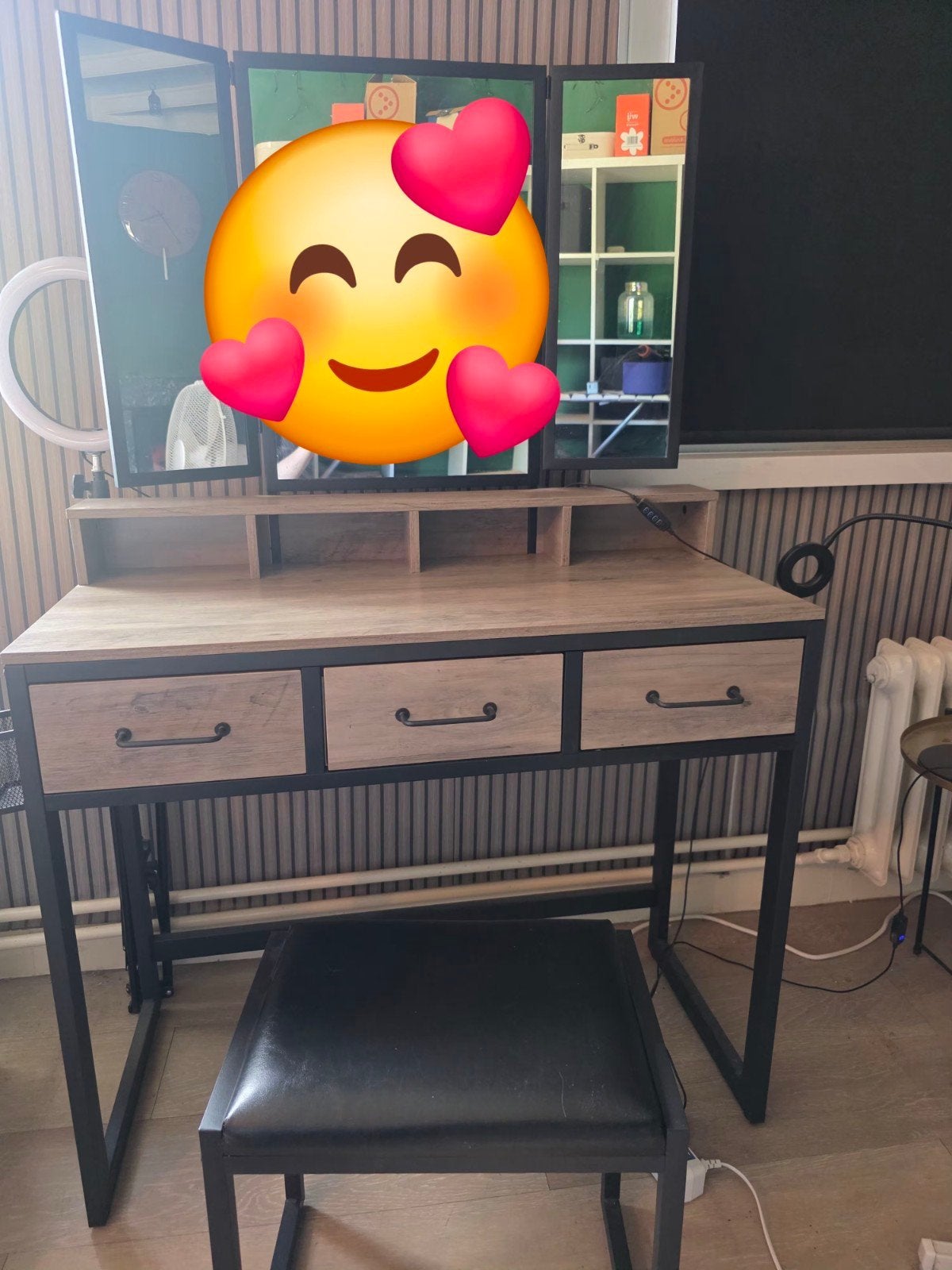 Kaptafel met spiegel en krukje - complete set, Ophalen