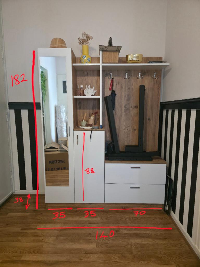 Moderne halmeubelset met spiegel en opbergruimte, Ophalen, Zo goed als nieuw, Modern, Scandinavisch