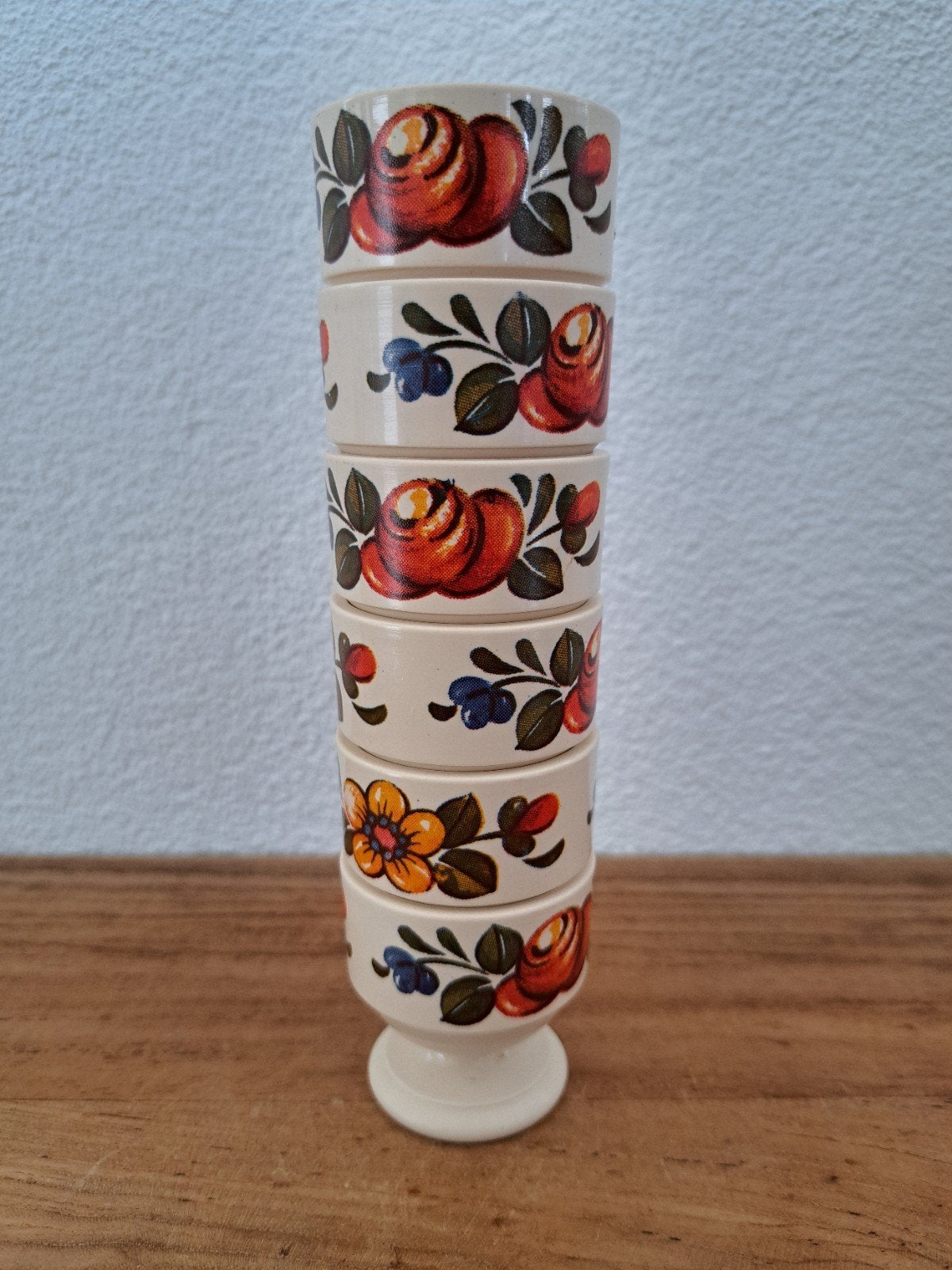 6 Vintage Emsa West Germany eierdopjes jaren 60/70, Verzamelen, Ophalen of Verzenden, Huis en Inrichting