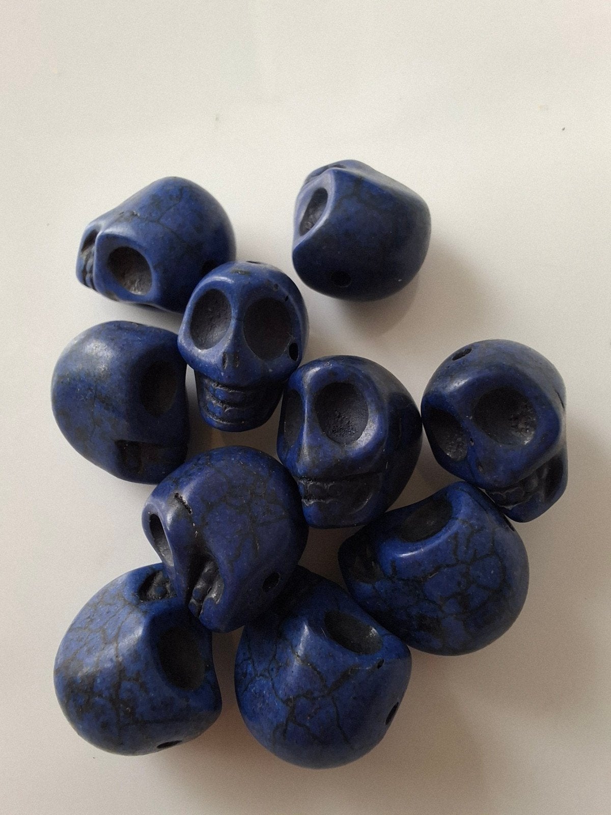 10 stuks howliet kralen doodskop blauw donkerblauw, Kraal, -, -, Nieuw