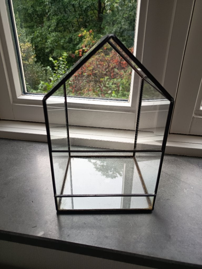 Glazen kasje voor decoratie of plantjes, Gebruikt, Kweekkas, Glas, Ophalen