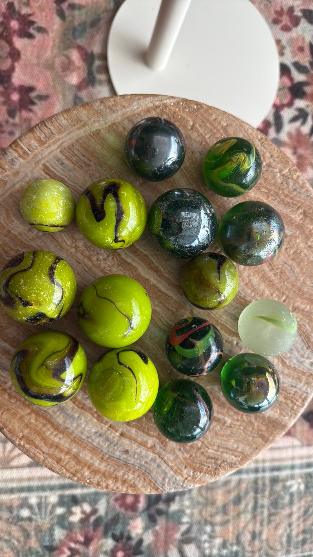 Knikkers, groen, 15 stuks, diameter 3/6 cm, Ophalen of Verzenden, Zo goed als nieuw