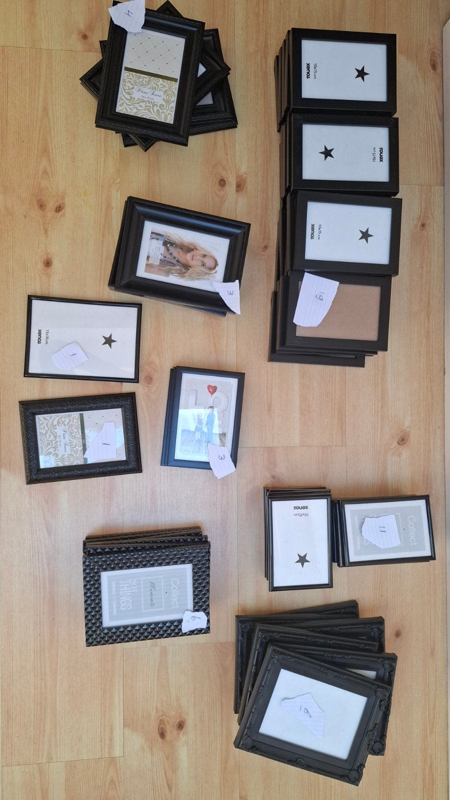 54 zwarte fotolijsten 10x15cm, 10 verschillende uitvoeringen, Ophalen of Verzenden, Zo goed als nieuw