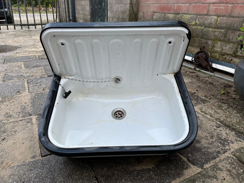 Wasbak met kraan - Gebruikt, maar functioneel, Ophalen, Gebruikt, Chroom, Wastafel