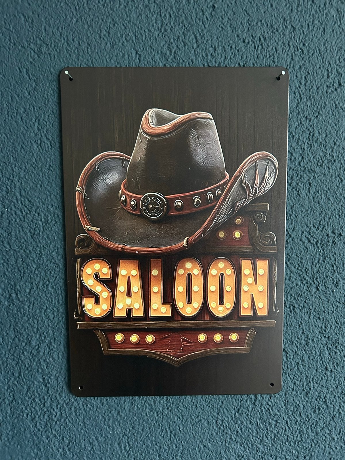 Metalen Saloon Bord - Western Decoratie 20x30 cm, Vintage, Meerkleurig, Nieuw, Ophalen of Verzenden