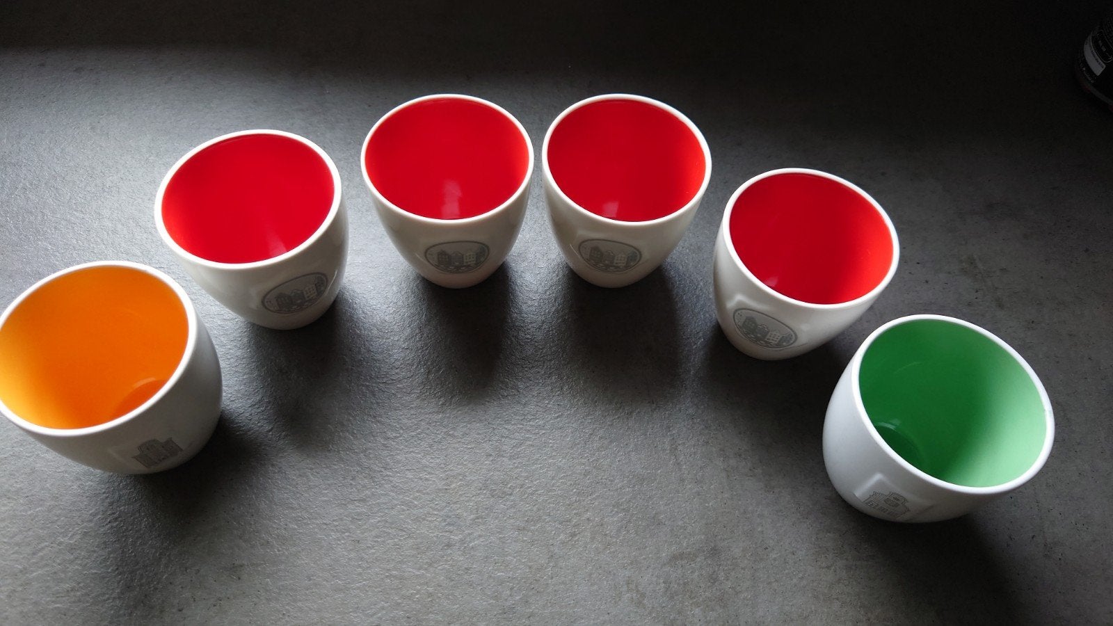 6 leuke koffiekopjes, Ophalen of Verzenden, Gebruikt, Wit