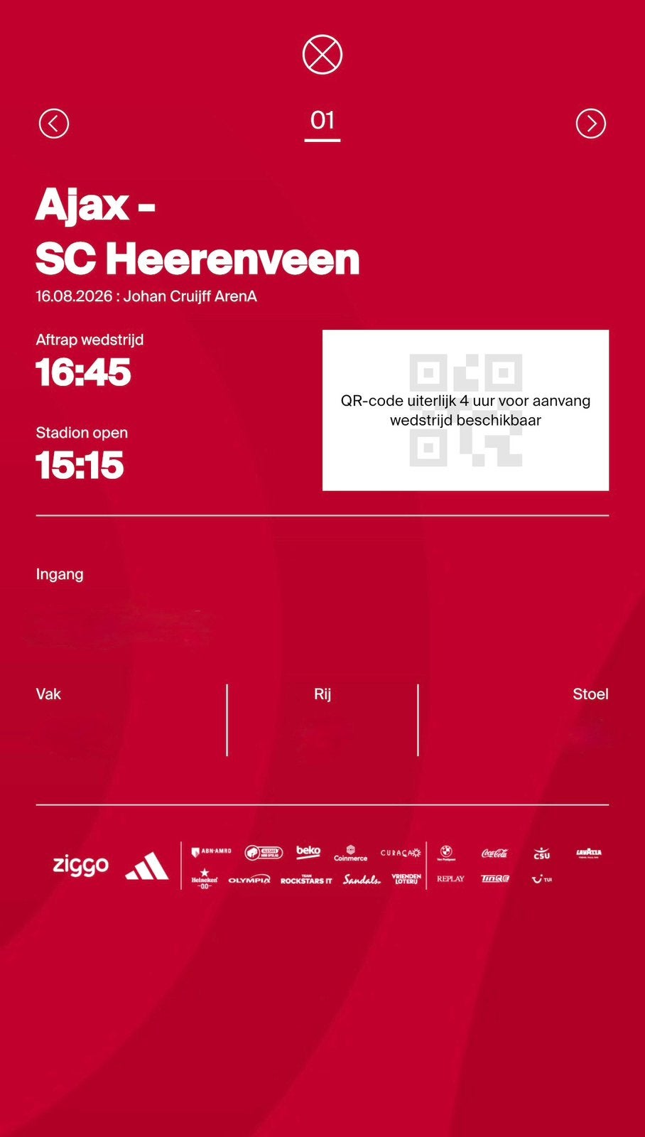 2 Tickets Ajax - Heerenveen, Twee personen