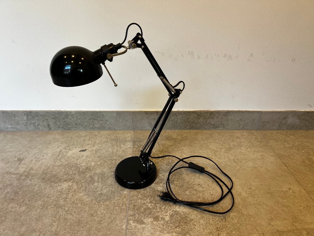 FORSÅ Bureaulamp, zwart (+ extra lamp), Ophalen, Bureaulamp, Met schakelaar, E14 (klein)
