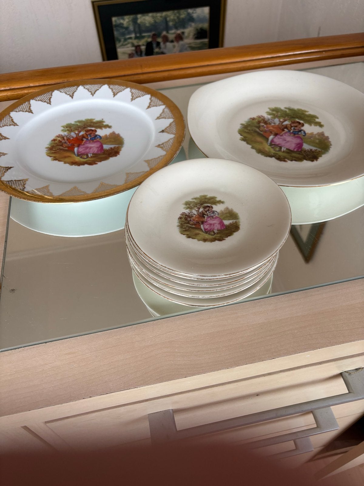 Vintage Gebakstel met Romantische Scène, Ophalen of Verzenden