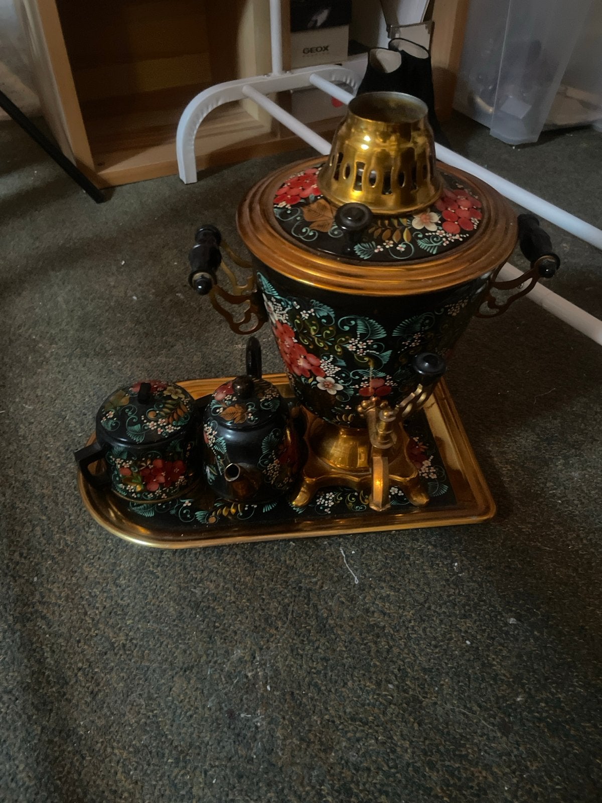 Vintage Russische Samovar met Dienblad en Suikerpot, Ophalen of Verzenden