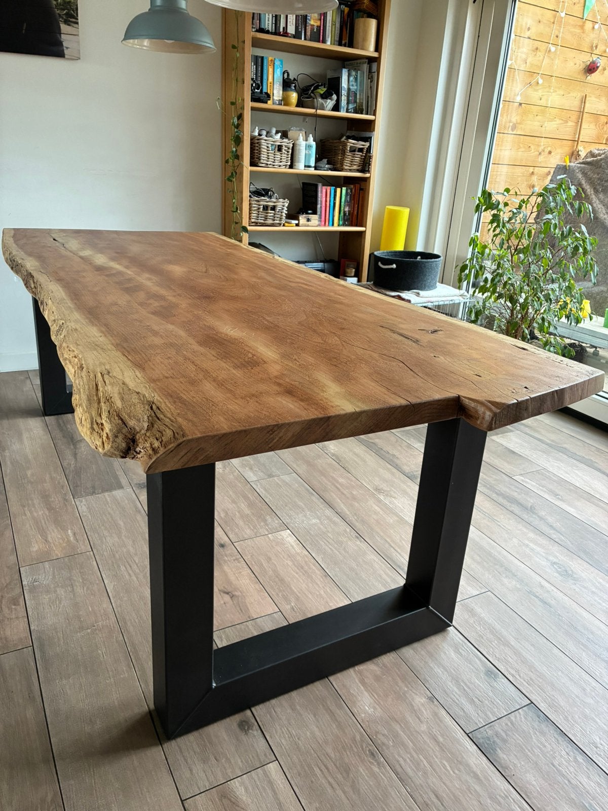 Handgemaakte Boomstam Tafel, Eikenhout, 200 cm of meer, Zo goed als nieuw, Vijf personen of meer