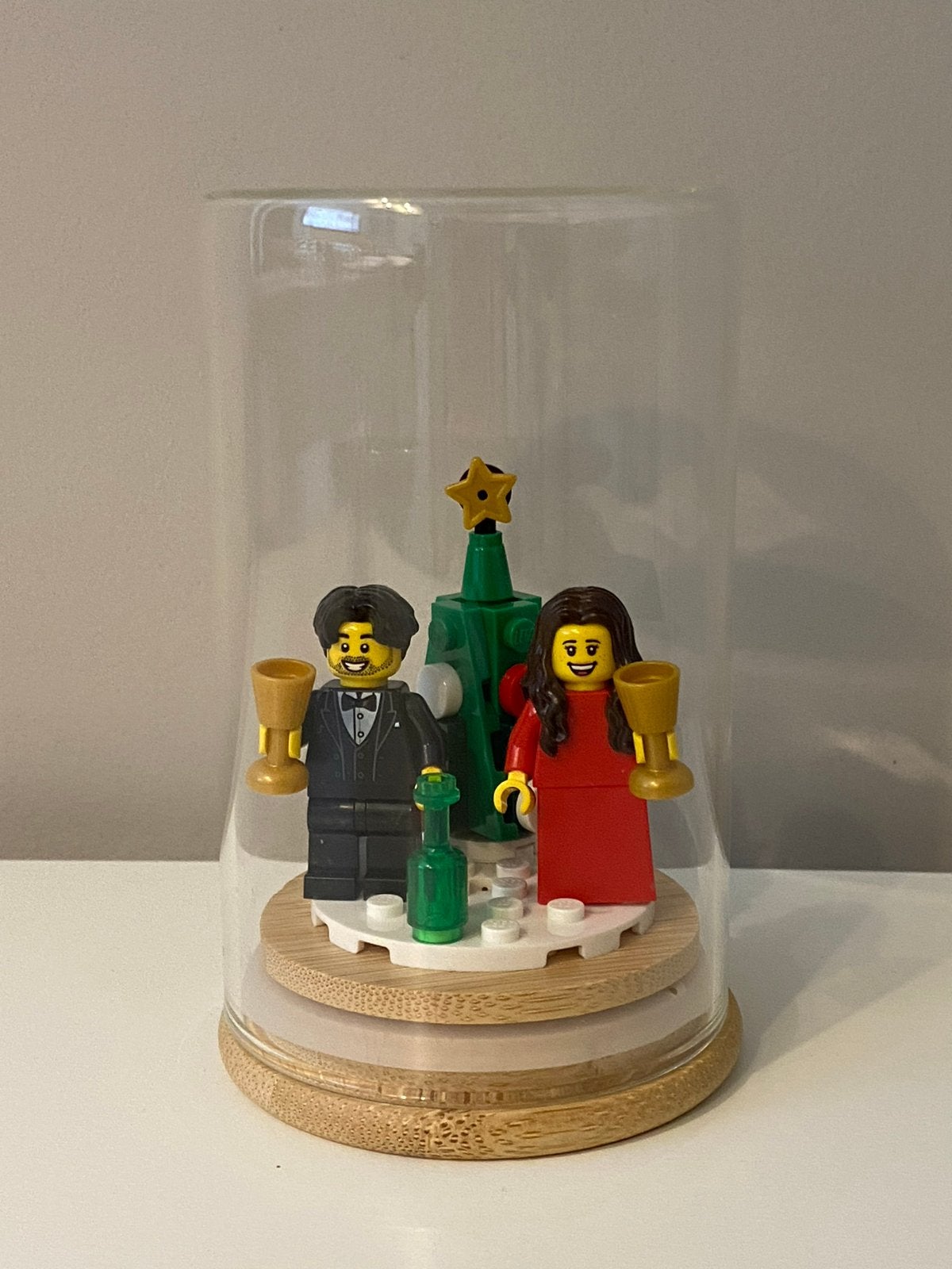 LEGO Minifiguren Kerst met glazen stolp, Inclusief minifiguren, MOC (eigen creatie), Overige thema's, Verzenden