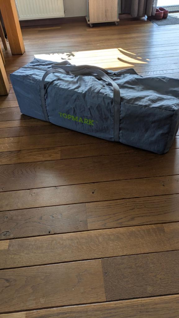 Campingbedje met toebehoren., Ophalen of Verzenden, Gebruikt, Minder dan 140 cm, Minder dan 70 cm