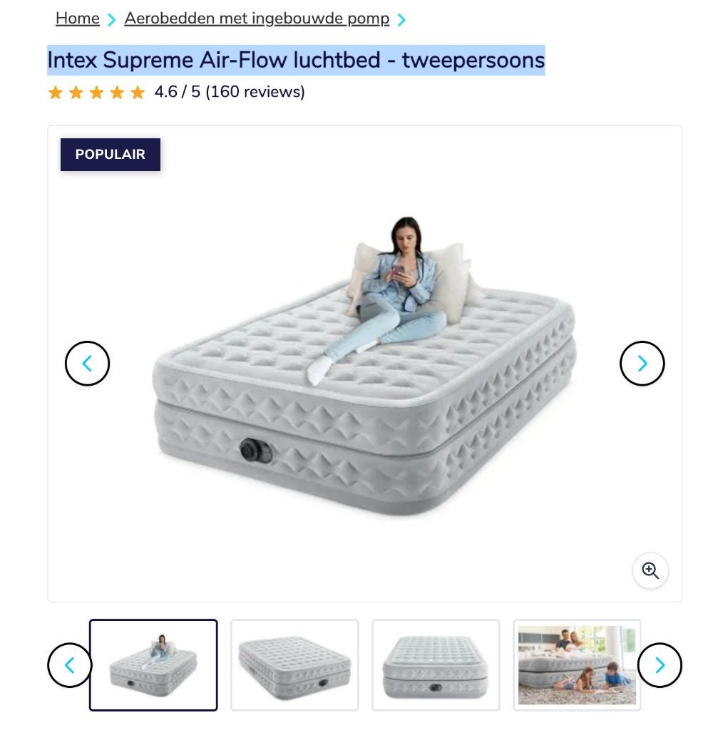 Intex Supreme Air-Flow luchtbed - tweepersoons, Caravans en Kamperen, Luchtbedden, Ophalen, Ingebouwde pomp, Zo goed als nieuw