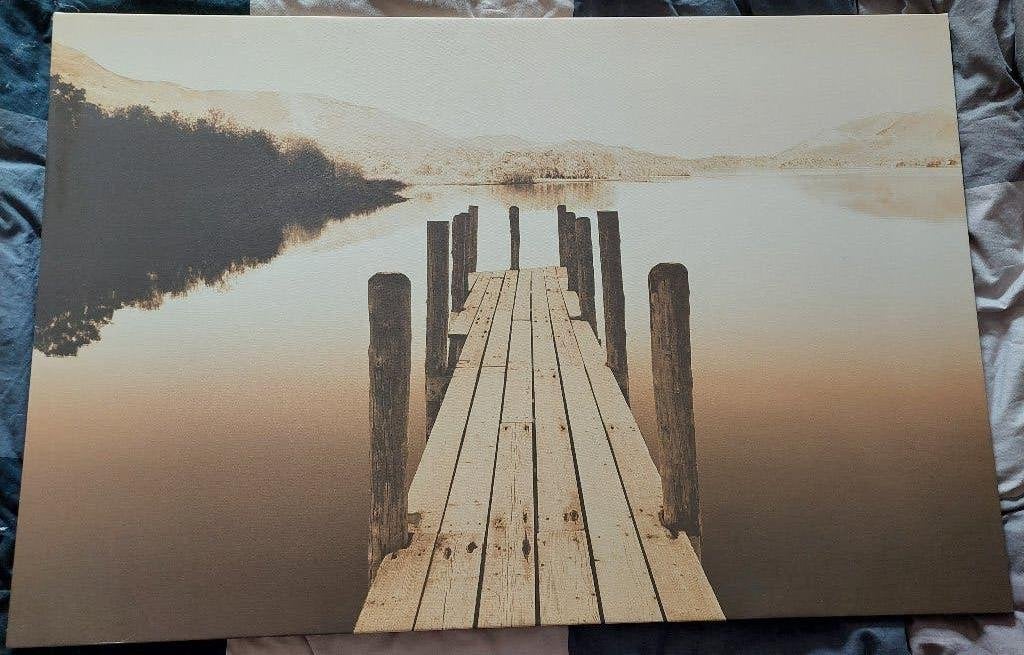 Ikea Print in Sepia met Steiger 118 x 78 cm, Ophalen, Gebruikt, Print, 100 tot 125 cm