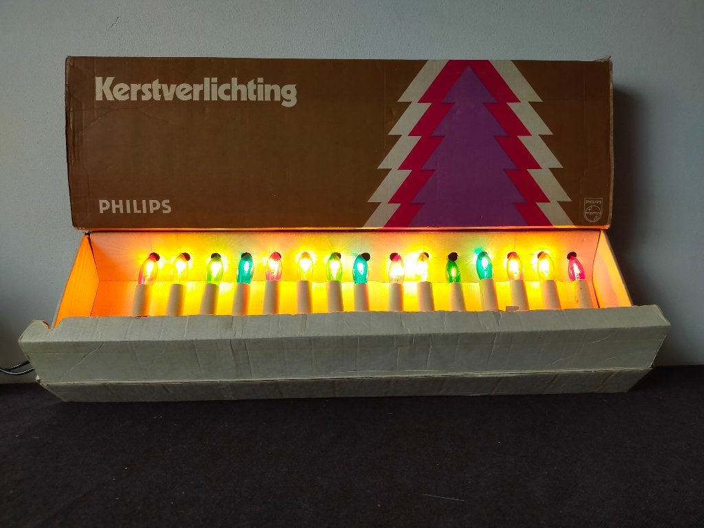Vintage Philips kerstverlichting met 15 gekleurde lampjes, Ophalen of Verzenden, Gebruikt