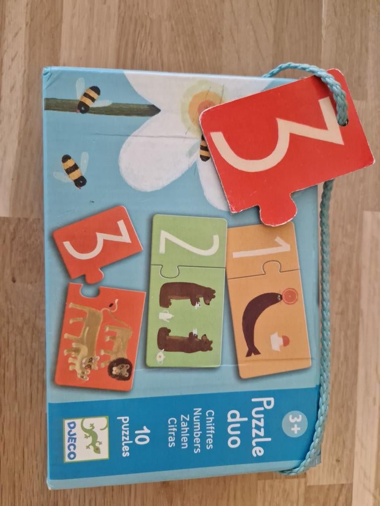 Djeco Duo Puzzel getallen, Ophalen of Verzenden, 10 tot 50 stukjes, Zo goed als nieuw