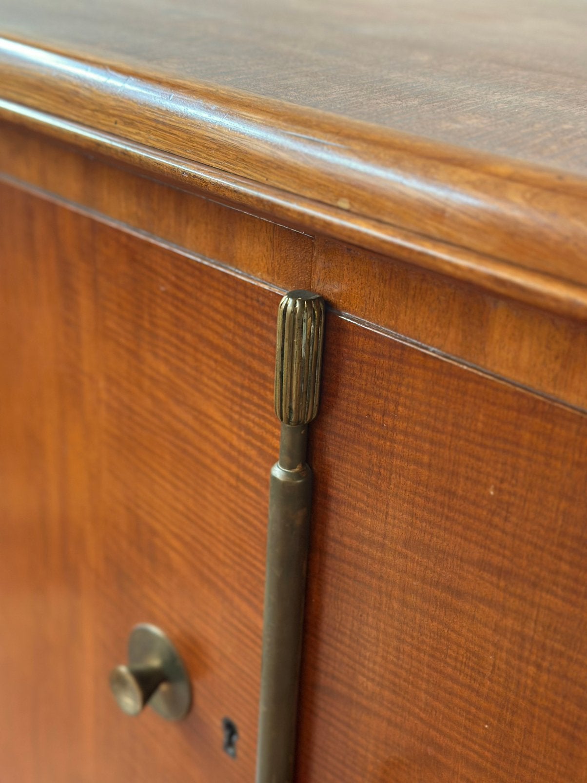 Vintage dressoir teak hout deens messing jaren 50/60/70, Ophalen, Teakhout, 200 cm of meer, Deens design