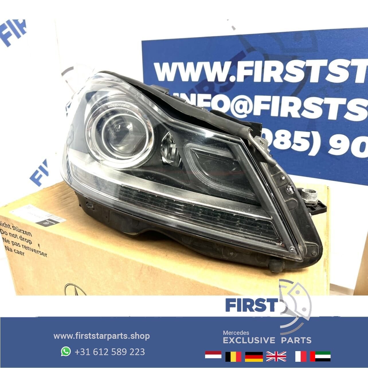 W204 KOPLAMP RECHTS C63 AMG ILS Mercedes C Klasse FACELIFT I, Gebruikt, -, Ophalen of Verzenden, -