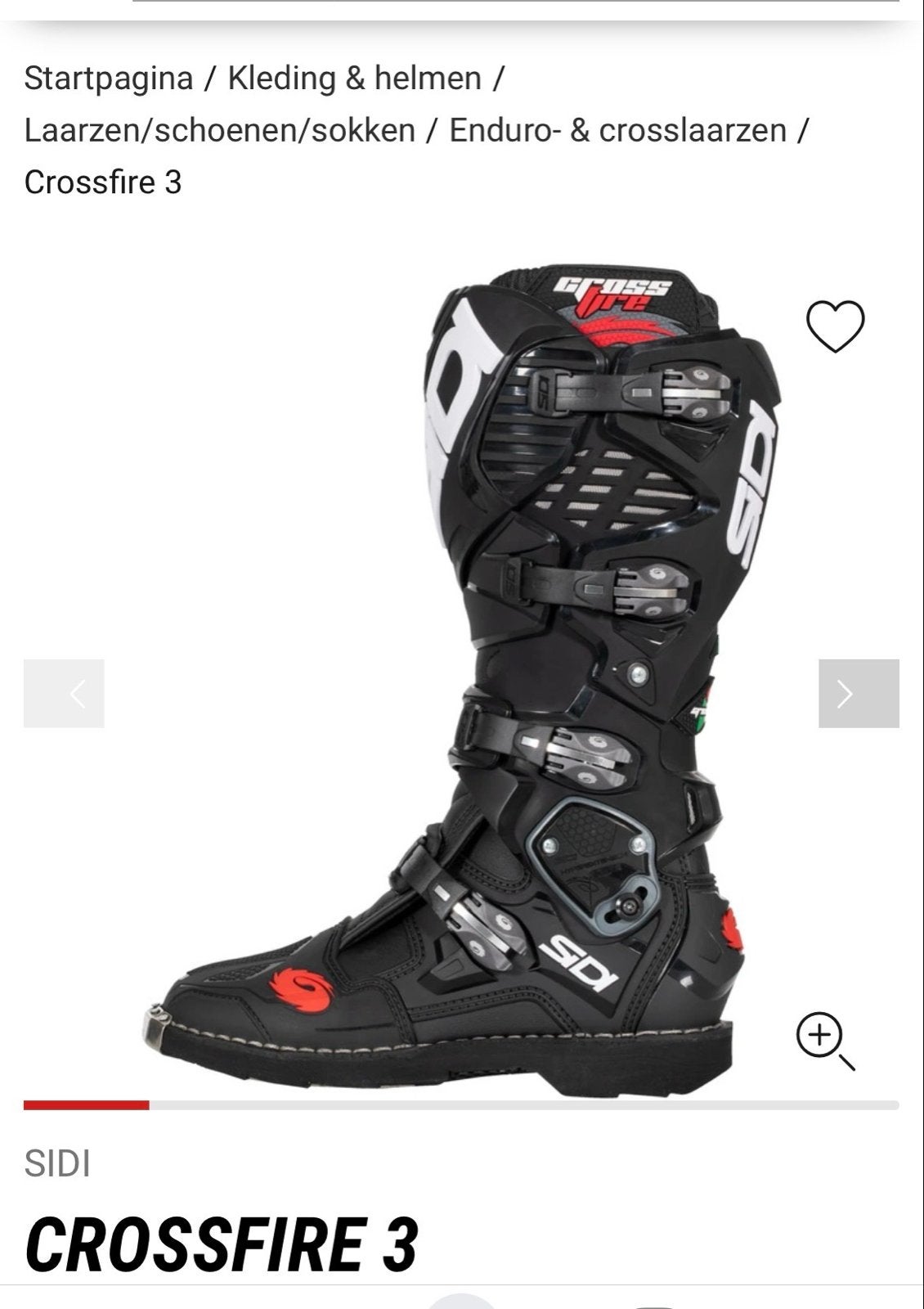 Sidi Crossfire 3 Enduro/Crosslaarzen - Zwart 46, Motoren, Ophalen of Verzenden, Nieuw zonder kaartje, Heren, Laarzen