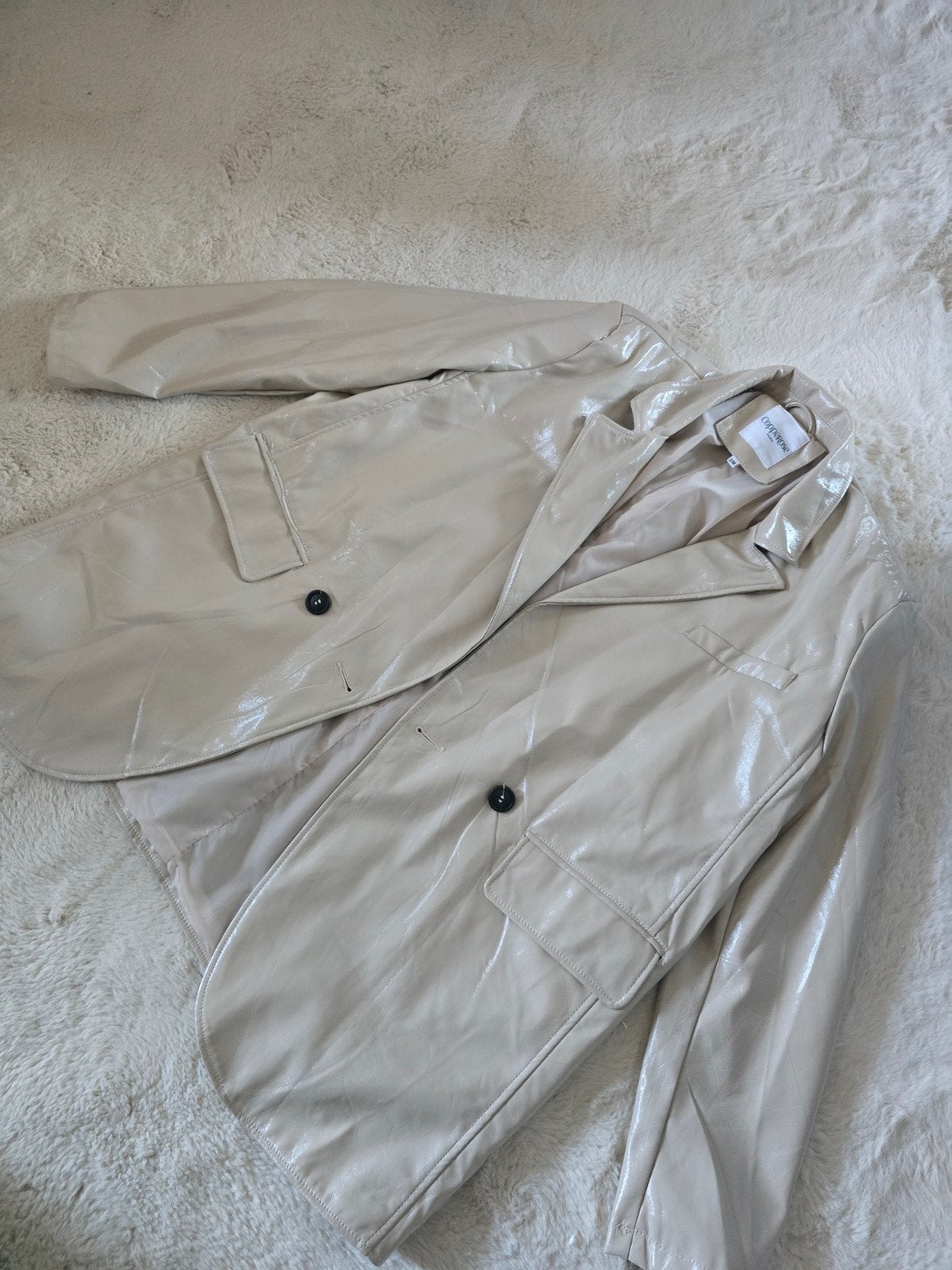 Copperose lak blazer/jas - Nieuw, valt wijd (S/M-L), Verzenden, Nieuw, Zwart