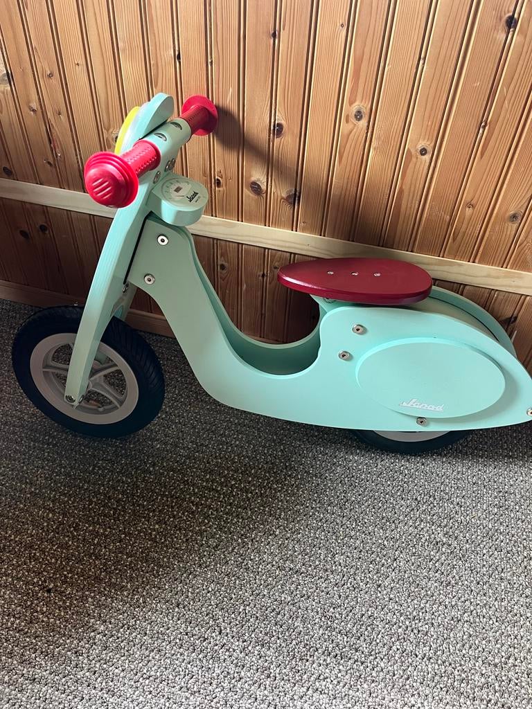 Janod Houten Scooter Dreumes - Mintgroen Loopvoertuig, Ophalen, Zo goed als nieuw, Loopfiets