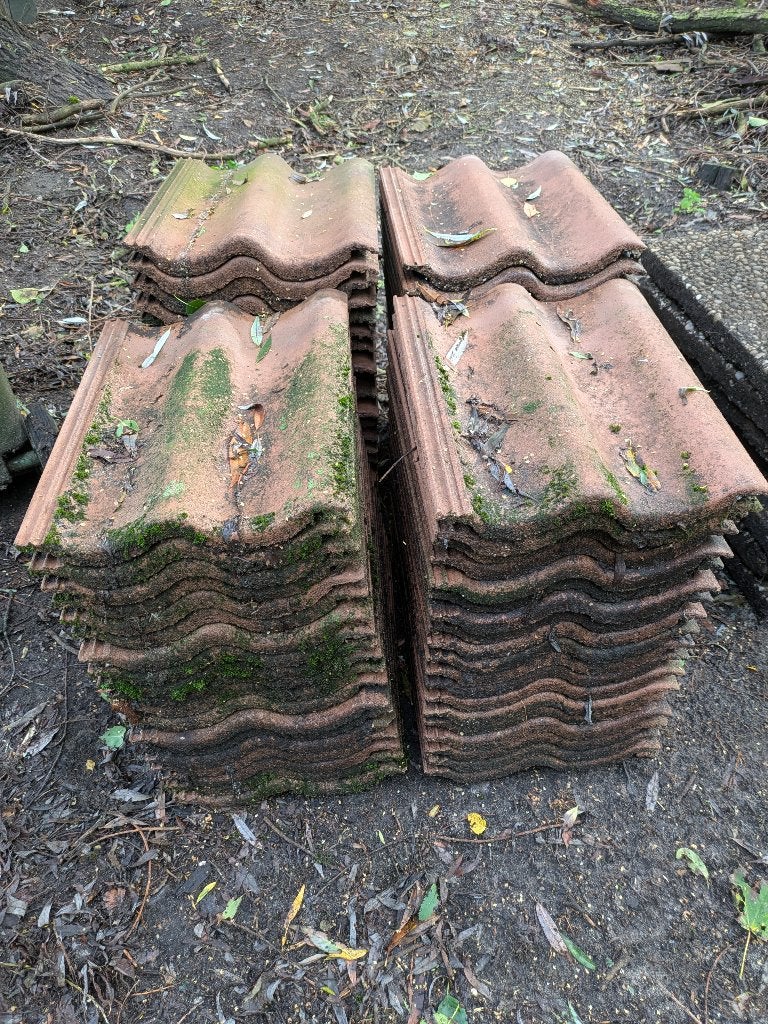 Rode dakpannen 80 stuks, Ophalen, Gebruikt, Steen of Klei, 5 tot 10 m²