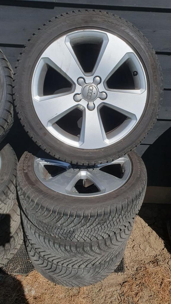 Audi 17 inch velgen met Goodyear All Season banden, Gebruikt, Banden en Velgen, 17 inch, Ophalen of Verzenden