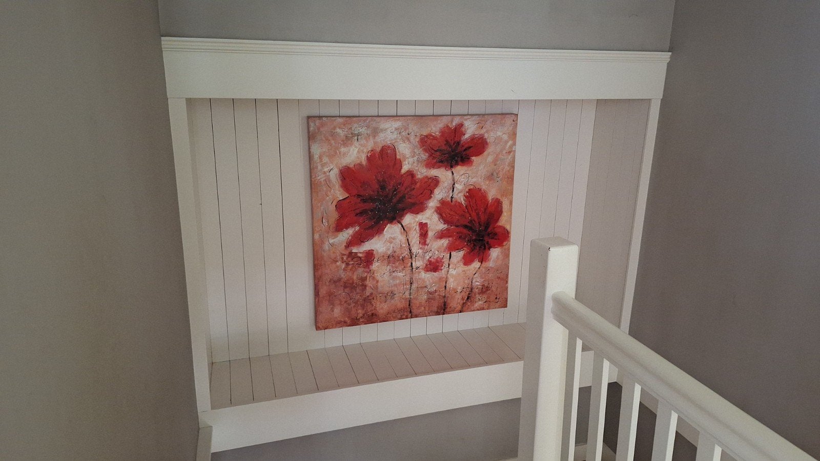 Schilderij olieverf klaproos, rode bloemen, Ophalen, Zo goed als nieuw, Schilderij, 75 tot 100 cm