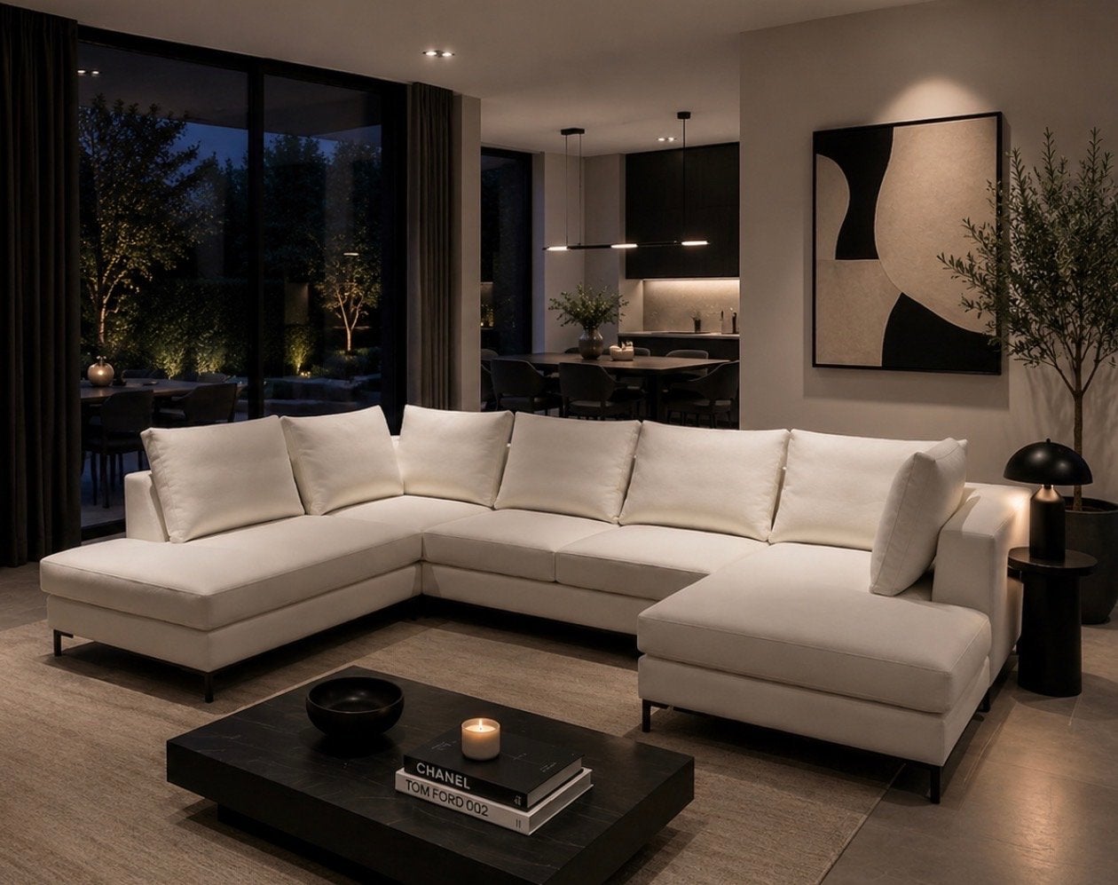 AANBIEDING!! Nieuwe Eco Lederen U bank *maat: 218x330x160, Ophalen, 100 tot 125 cm, Hoekbank, Leer