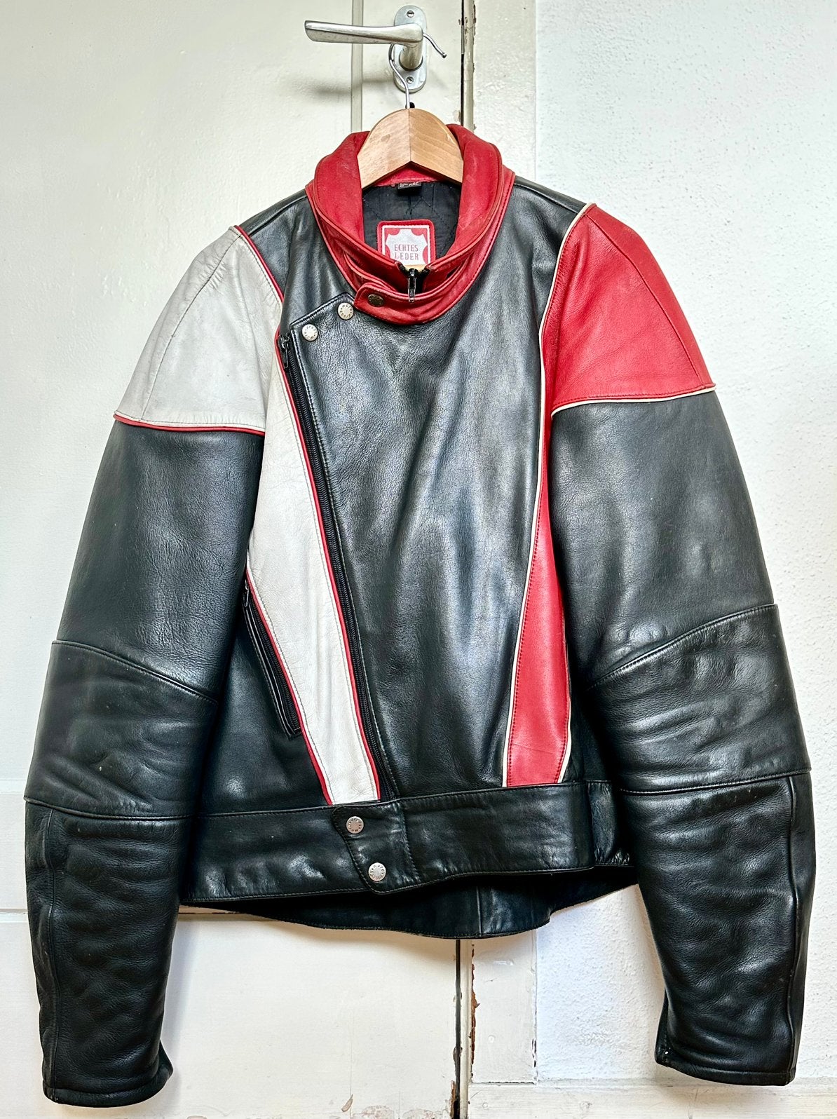 Vintage lederen motorjas, Motoren, Ophalen of Verzenden, Tweedehands, Jas | leer