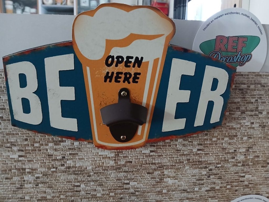 bierdop opener BEER open here, Verzamelen, Ophalen of Verzenden, Nieuw, Flesopener, Overige merken