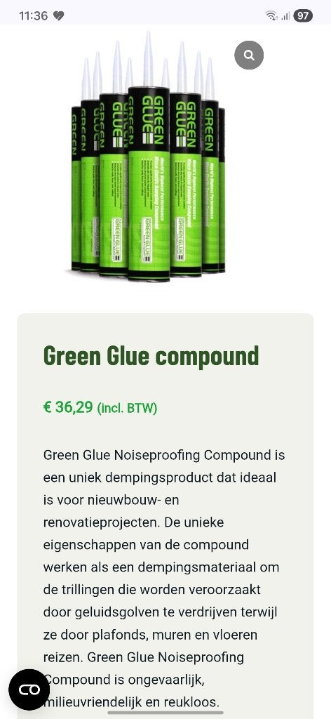 Noiseproofing Compound, Ophalen, Overige materialen, 4 tot 8 cm, Muurisolatie