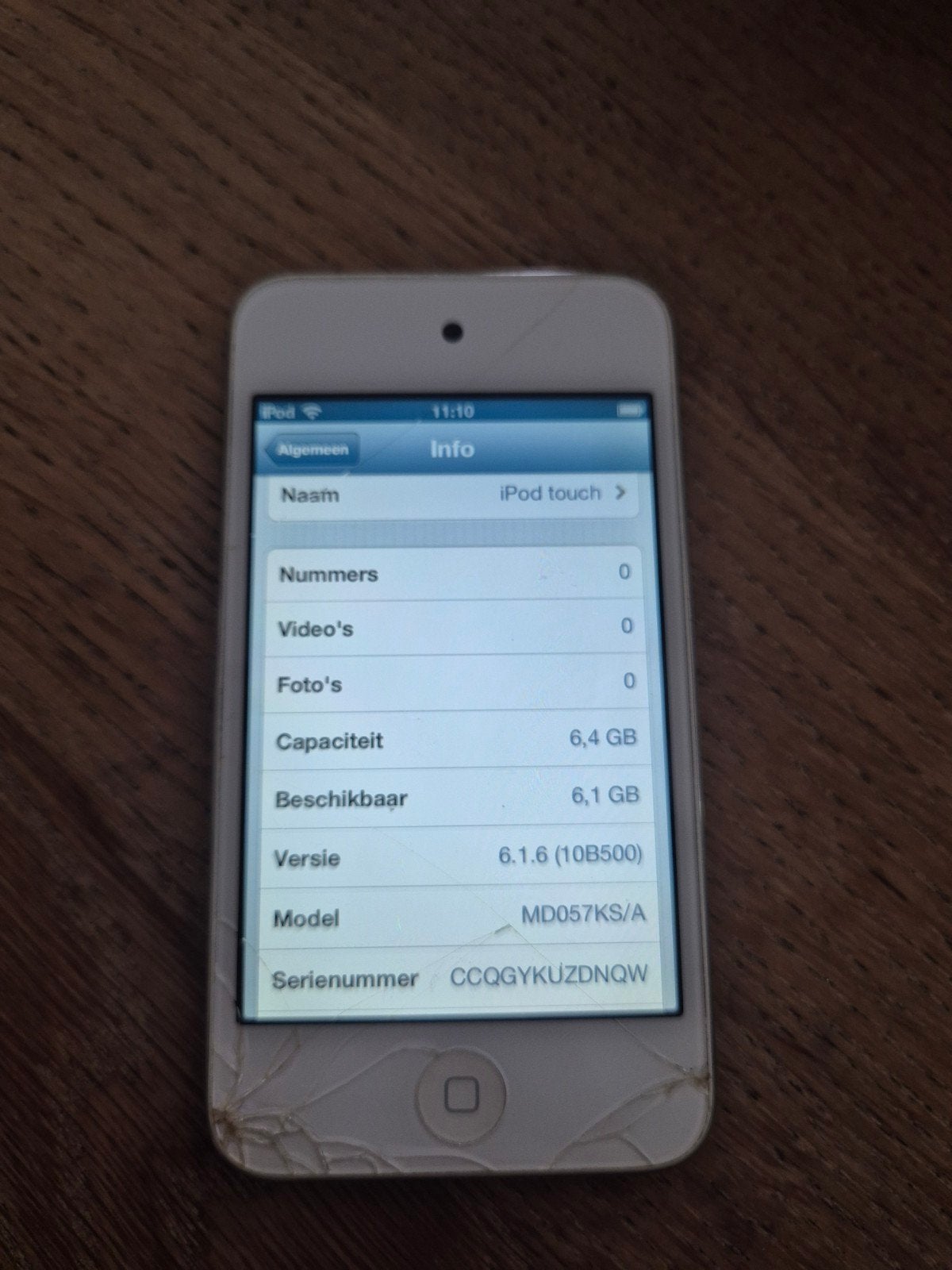iPod Touch 8GB - Gebruikt met barsten, Touch, Ophalen of Verzenden, Niet werkend, Zilver